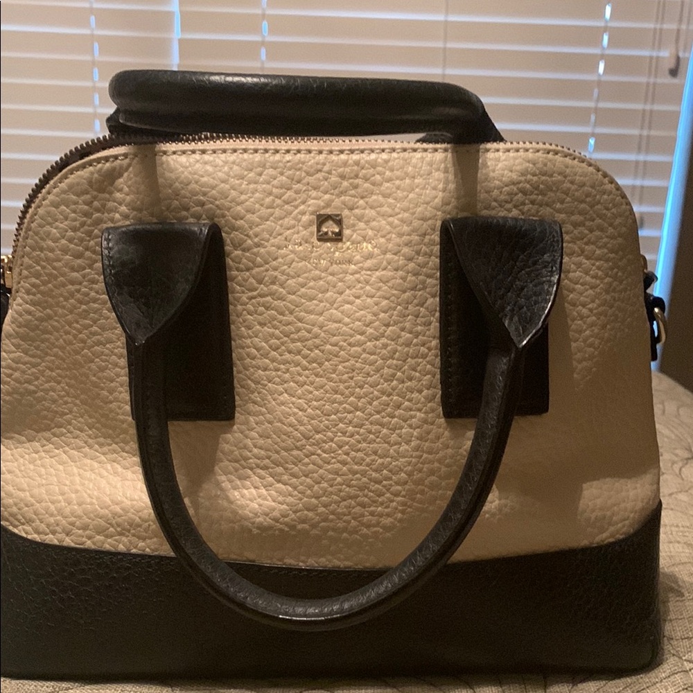 Kate Spade Black and Cream Satchel with Structured Design